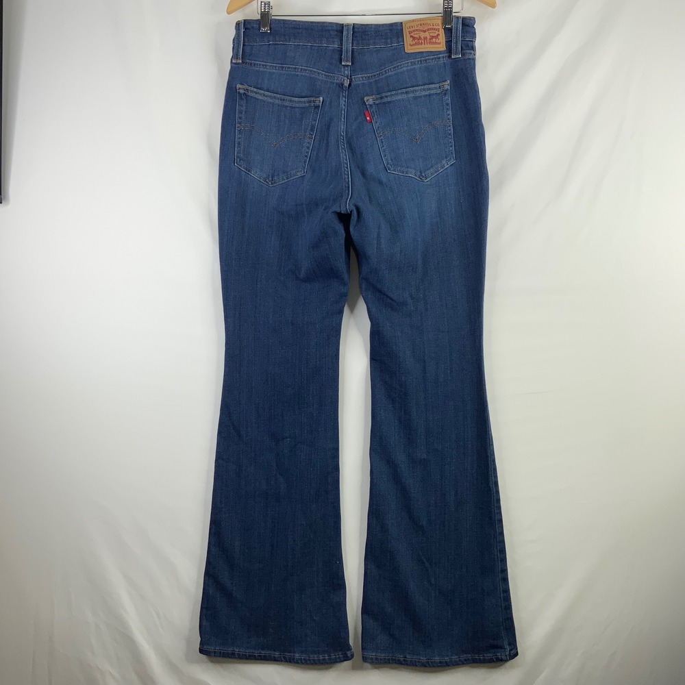 Levis 726 High Rise Flare Jeans Blue Medium Wash Denim Size 31 Womens